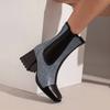 Krazing Pot Polyurethane Autumn Winter Shoes 47 Size 48 Chelsea Boots Stone Patterns Square Toe Slip On Keep Warm Ankle Boots