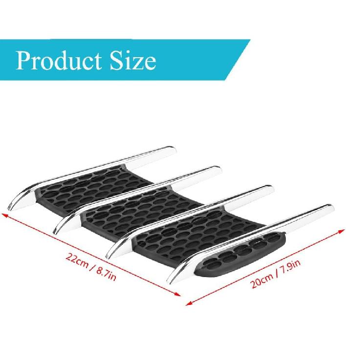 2 ks větracích otvorů na kapotu pro auta, boční přívod vzduchu na kapotě, větrací otvor, nasávací otvor na kapotu, dekorativní lišta s výdechem ve tvaru žraločích žaber, větrací samolepka