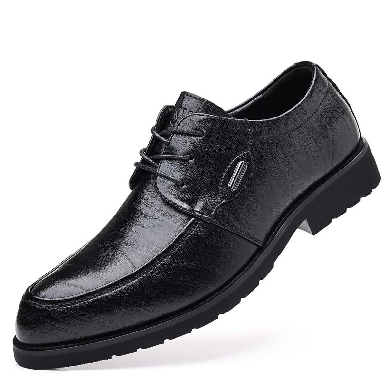 New Men's Shoes Leather Cowhide Breathable British Business Formal Office Shoes Men's Trendy All-match Leather Shoes Men