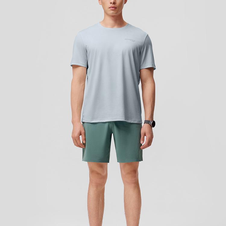 Saucony Solid Color Letter Round Neck Loose Short Sleeve T-Shirt Men Tops Light-Gray-Green SC2249076B-PR97