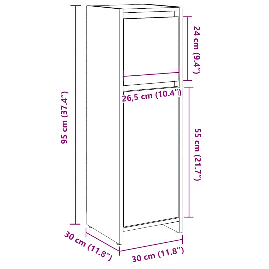 Bathroom Cabinet Concrete Grey 30 X 30 X 95 Cm Engineered Wood