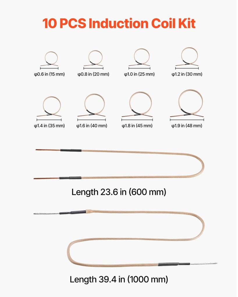 10Pcs Magnetic Induction Heater Coil, Inductor Heat Accessories, Mini Heater Coil Kit with Flexibility and Long Lifespan, for Removing Rusty Bolts and