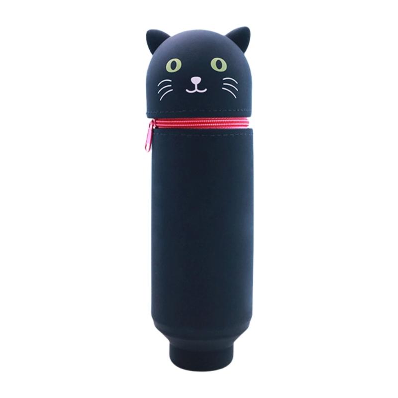 Telescoping Pencil Case Big Capacity Expandable Pen Pouches Soft Silicone Pen Bag Standing Pen Case for Kid Student