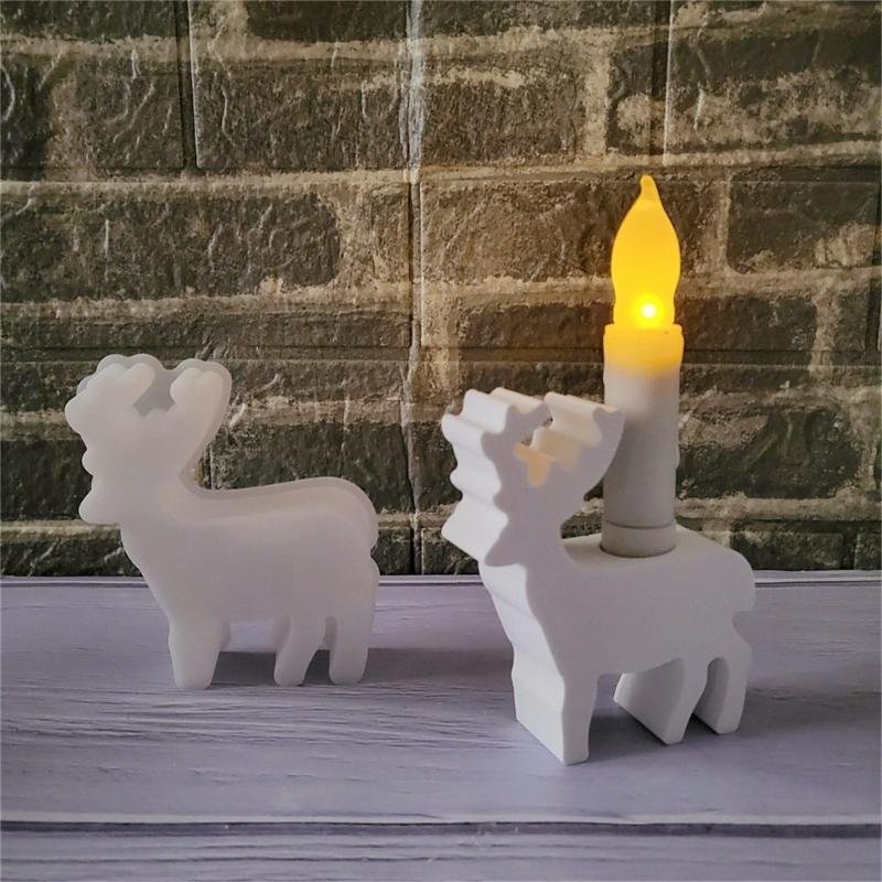 Moose Candle Holder Silicone Molds Reindeer Candlestick Silicone Mould For Epoxy Resin Christmas Holiday Decoration