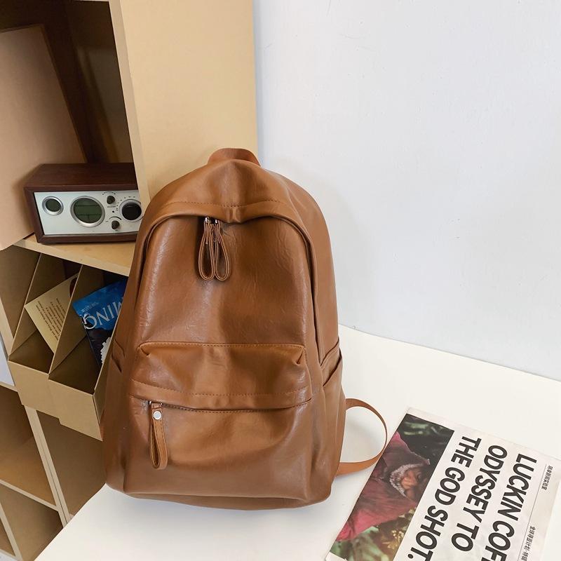 Men's Leather Backpack Large Capacity Travel Backpack Student School Bag Female Computer Bag