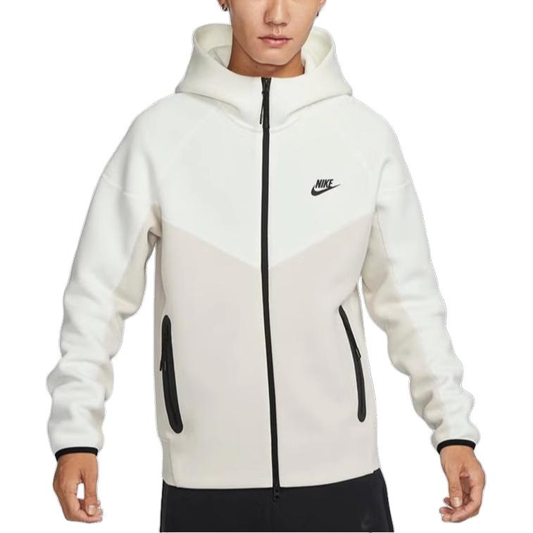 Nike Tch Flc Fz Wr Hoodie Color Block Comfortable Casual Jacket Men Jackets Khaki FB7922-104
