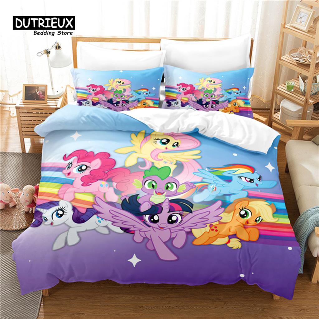 Cartoon Animals Unicorn Bedding Set, Unicorn Duvet Cover Set, Soft Comfortable Breathable Duvet Cover, For Bedroom Guest Room