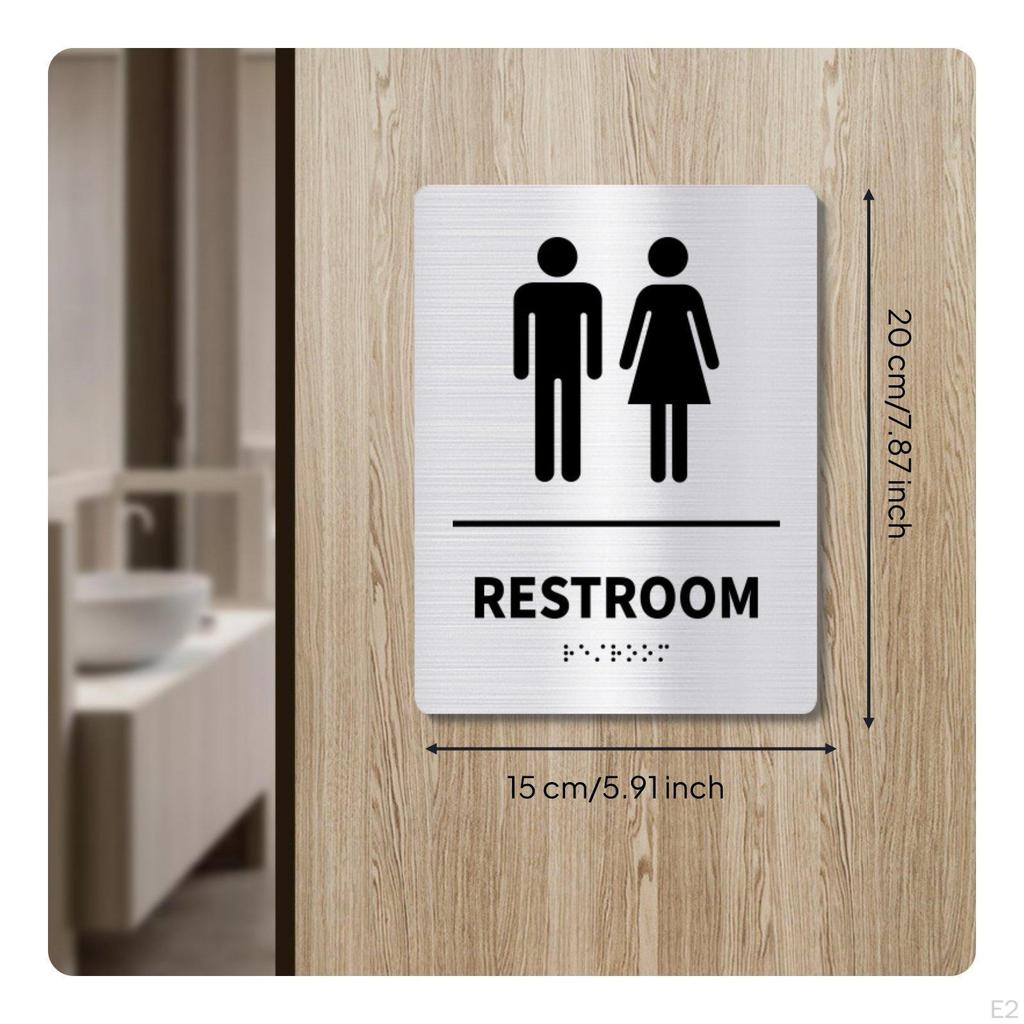 Stainless Steel Restroom Sign Raised Graphics and Lettering Braille Brushed Finish