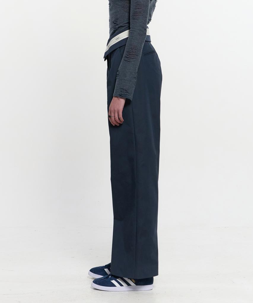 Kimjisu Fold Over Wide Slacks _ Navy
