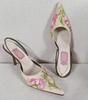Sandale cu toc înalt brodate Femei Sandale elegante slingback Vară 2025 Pantofi cu vârf ascuțit Pantofi de rochie Femei Zapatos De Mujer