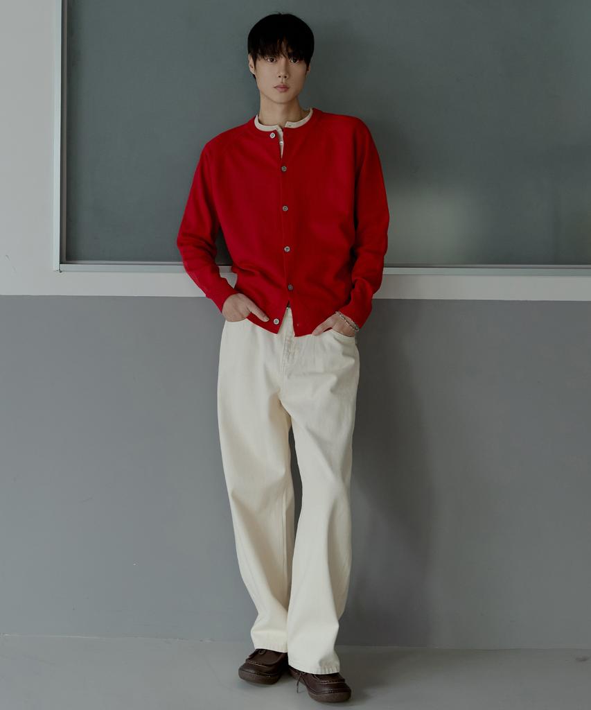 Nodu Raglan Herasi Round Crop Cardigan [Red]