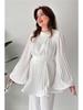 Nuovo Set Moda Donna 2024: Top Pieghettato con Lacci e Pantaloni a Gamba Larga