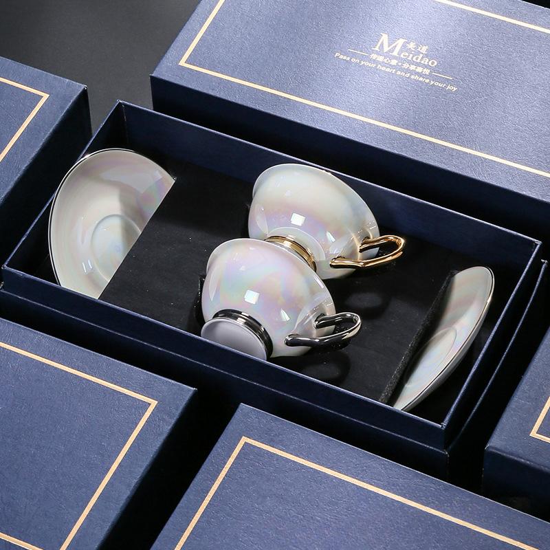 High-end Exquisite Bone China Coffee Cups for Couples Golden Galaxy Souvenir Afternoon Tea Tea Set Ceramic and Ceramic Tableware