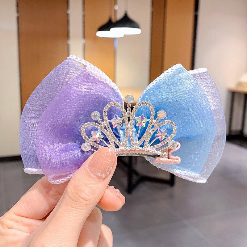 Girl Bow Hairpin Crown Hairpin Cute Three-Dimensional Mesh Hairpin