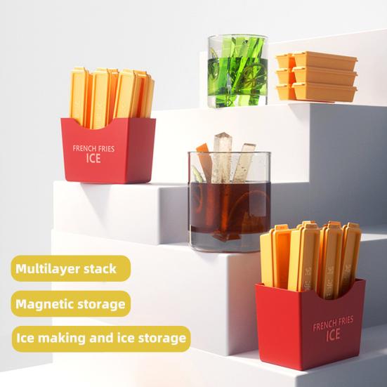 Ice Cube Mold French Fries Ice Tray for Freezer BPA Free Creative Popsicle Maker Magnetic DIY Kitchen Tools