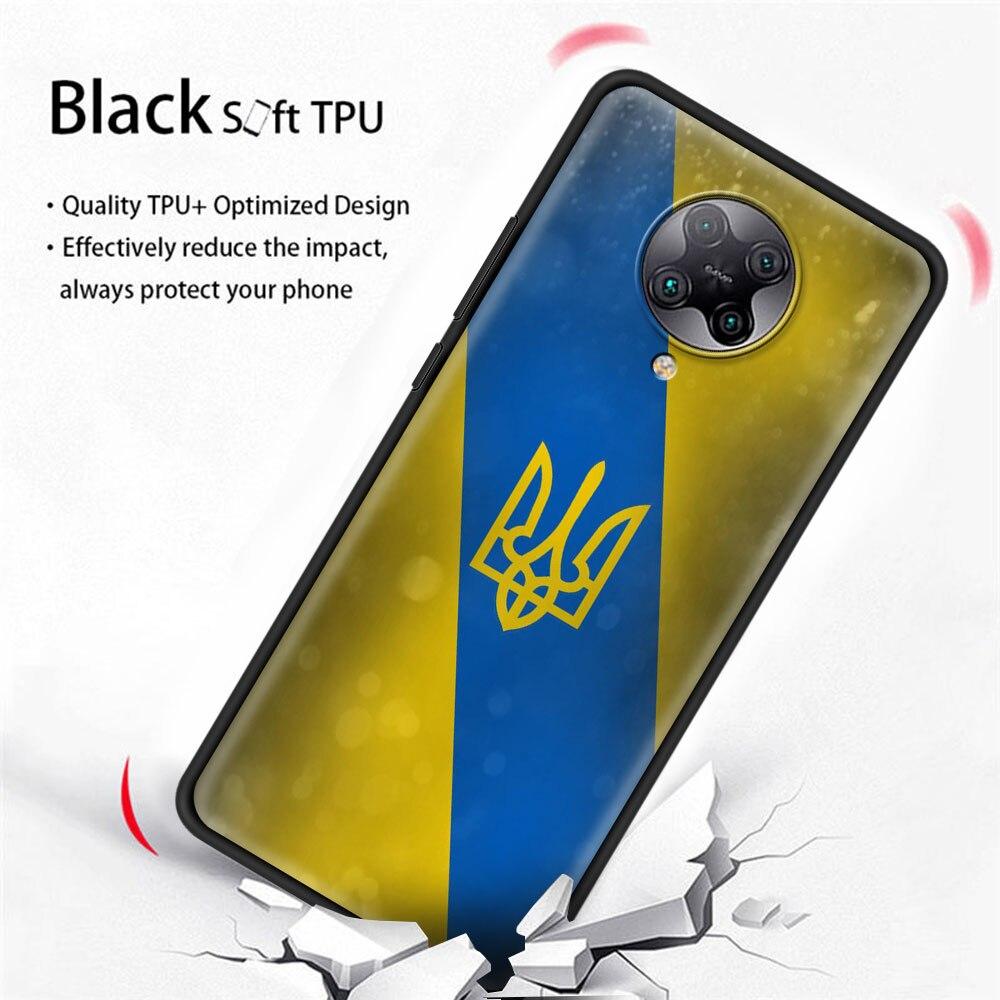 Ukraine Flag Painted Bling Case For Xiaomi Mi Poco X3 NFC M3 Pro Note 10 Lite 11 10T Pro 5G 9T Silicone Phone Coque Black Cover