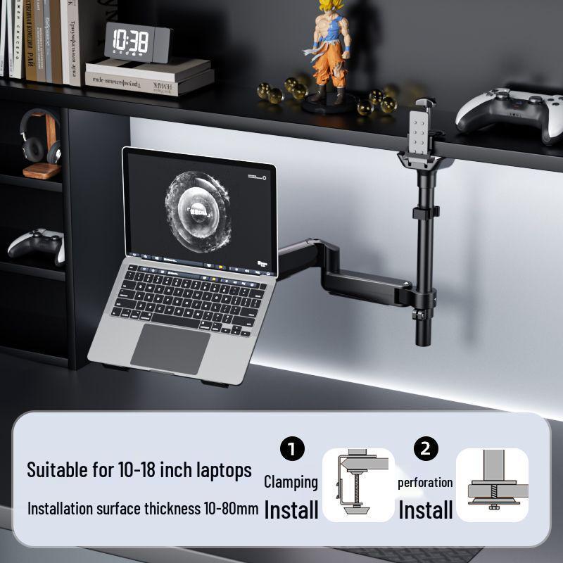 Laptop Stand with Adjustable Monitor Arm for Single/Dual Screens - Rotating and Lifting Functionality