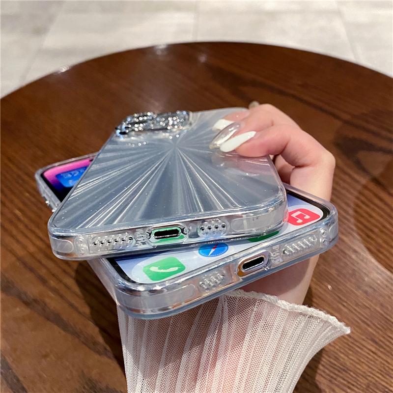 For iPhone 15 Pro Max Luxury Colorful Pattern Soft Frame Phone Case For iPhone 11 12 13 14 16 Plus Glitter Lens Protective Cover