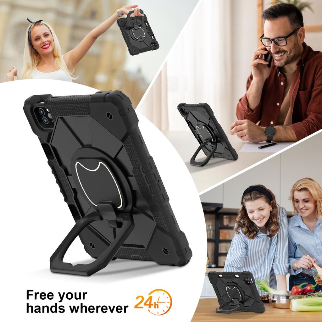 Para Apple iPad Pro 11 (2022) Estuche para tableta y PC 3 en 1 con soporte de protección resistente y agarre giratorio de 360°, TPU+PC, antigolpes y antigolpes.