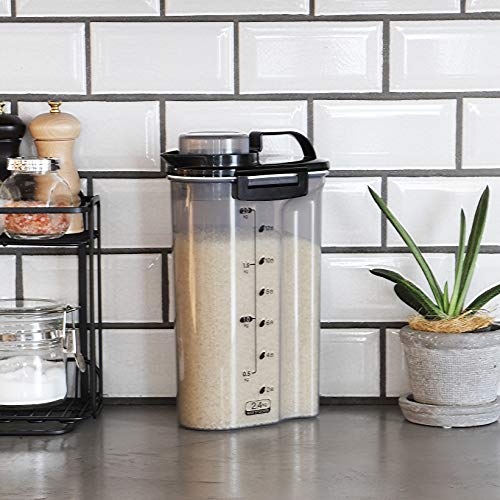 PEARL METAL [BLKP] Airtight Rice Container, 2.4kg Capacity, Made in Japan, Limited Edition, Black, Refrigerator-Friendly, Handy Rice Storage Container