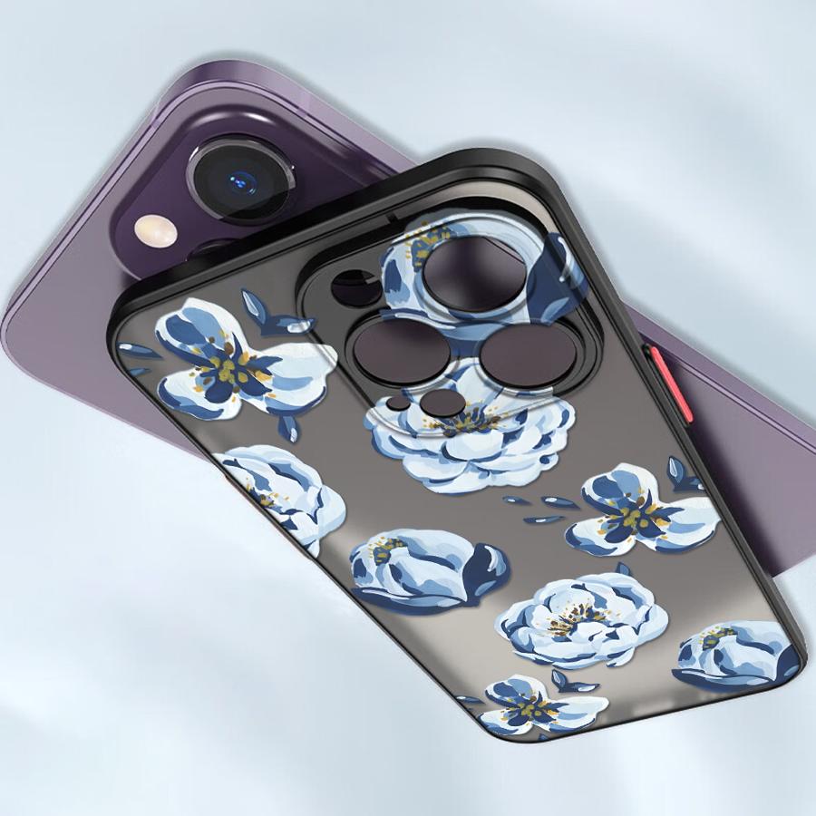 Cartoon Bule Flower Funda Back Phone Cover Case for iPhone 17 Pro Max 7 8 SE 11 15 XS XR 13 Mini 14 Air 12 16 Plus