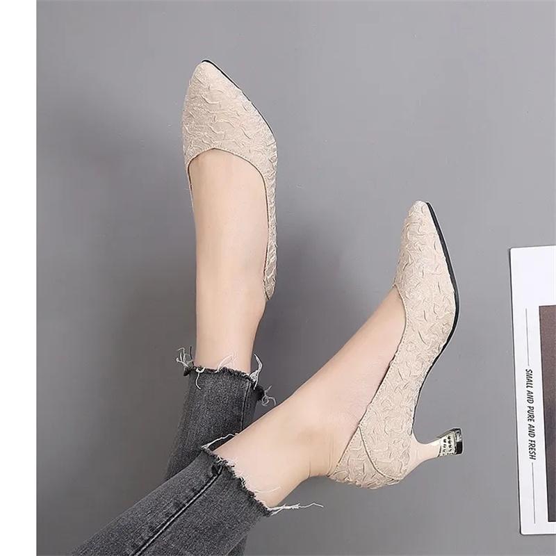 Fashion women pointed toe light weight spring slip on stiletto heel shoes sapatos femininas ea258