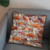 2D Traditional Ink Style Koi Fish Pattern Pillow Pattern Cushion Cover Suitable For Sofa Bedroom Car Pillow Cover