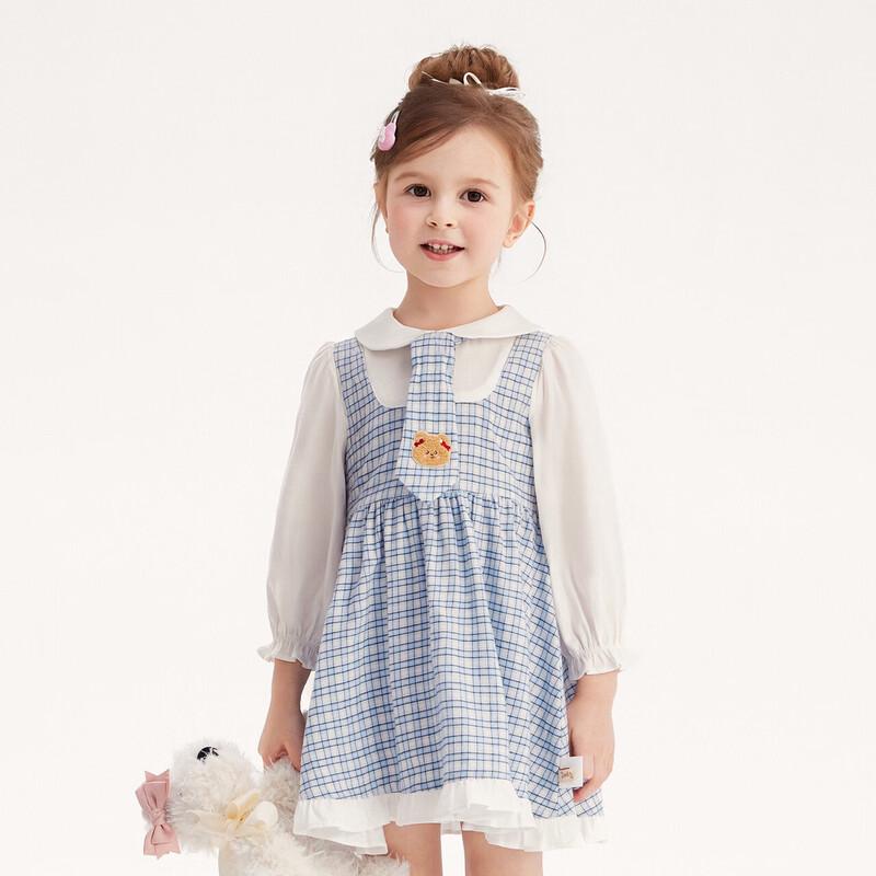 DEESHA Girls' Collegiate Plaid Faux Two-Piece Dress