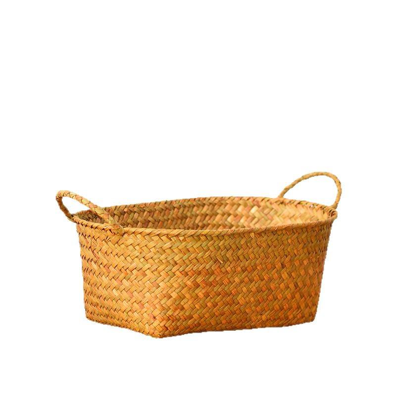 Rustic Woven Rattan Fruit & Snack Organizer Basket