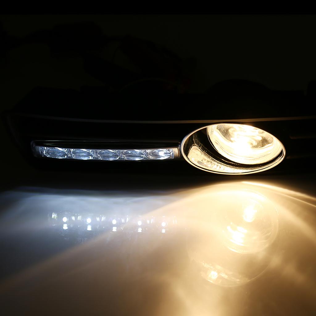 2 Pcs Fog Light Vent Cover, H3 Fog Lights Grilles With LED DRL Lamp for 1997‑2006 TDI MK4