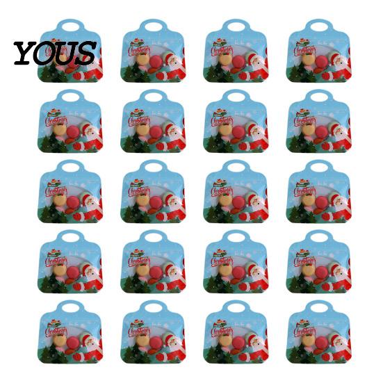 Self Sealing Holiday Treat Bags Christmas with Handles, Self-Seal Candy Cookie for Supplies Snacks Party Favors, Clear Window Snack Pouches