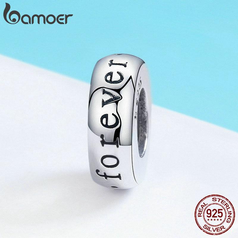 BAMOER Romantic New 925 Sterling Silver I Love You Forever Engrave Dištančné korálky vhodné na náramok Charm
