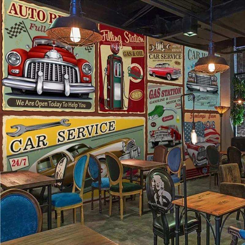 Retro Nostalgic Photo Wallpaper Hand-Painted European Style Classic Car Murals Bar Restaurant Wall Paper For Walls 3d
