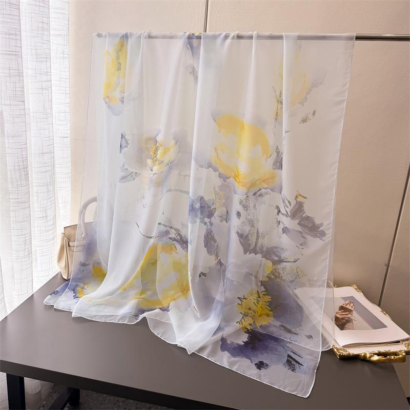 Encryption Yourou yarn printing spring and summer silk scarf large long scarf high-end travel shawl sun protection women's scarf headscarf
