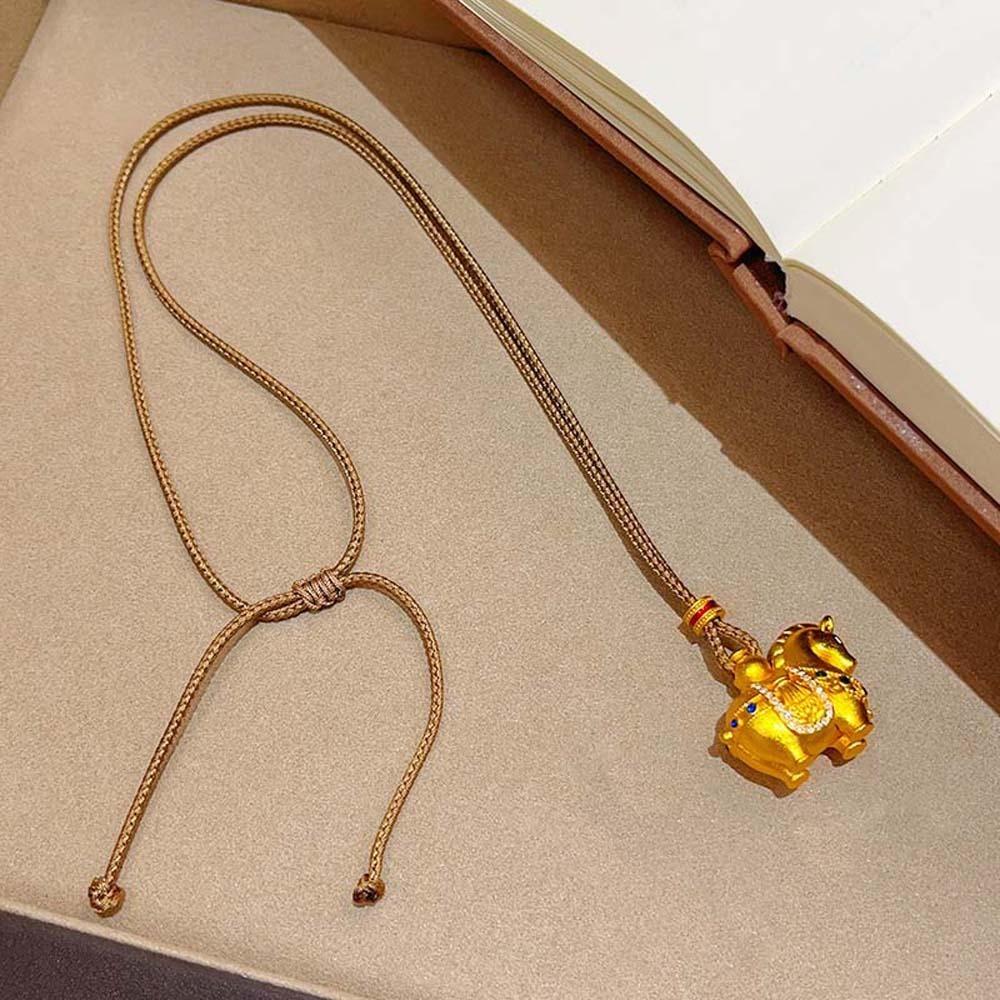Luxury Zodiac Horse Necklace Orichalum Plating Golden Horse Pendant  New Year Blessing