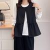Plus Size Women Casual Solid Waist Cinching Sleeveless Vest Cardigan