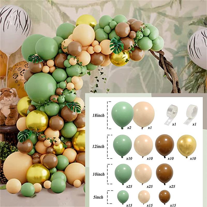 

Forest Theme Party Balloon Chain Set Gray-Green Khaki Balloon Children S Birthday Decoration Scene Arrangement 165 Balloon Chain Set