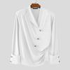 INCERUN Men Long Sleeve Front Cross Irregular Folding Ruffled Casual Tops Shirts