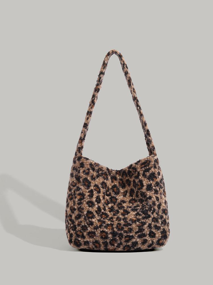 

Autumn and winter leopard print lazy wind relaxation bag women 2025 new plush bag niche high-end shoulder tote bag