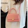 Simple Handle Handbags Small Square Bags 2025 Summer New Fashion Shoulder Bags for Women Pink Day Crossbody Bags Leather Purse