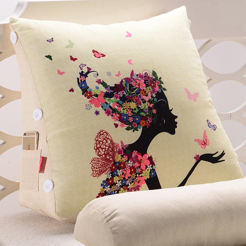 

Мультяшная подушка для спинки дивана, защита поясницы и шеи, удобная офисная многофункциональная водонепроницаемая треугольная большая спинка 45x45cm