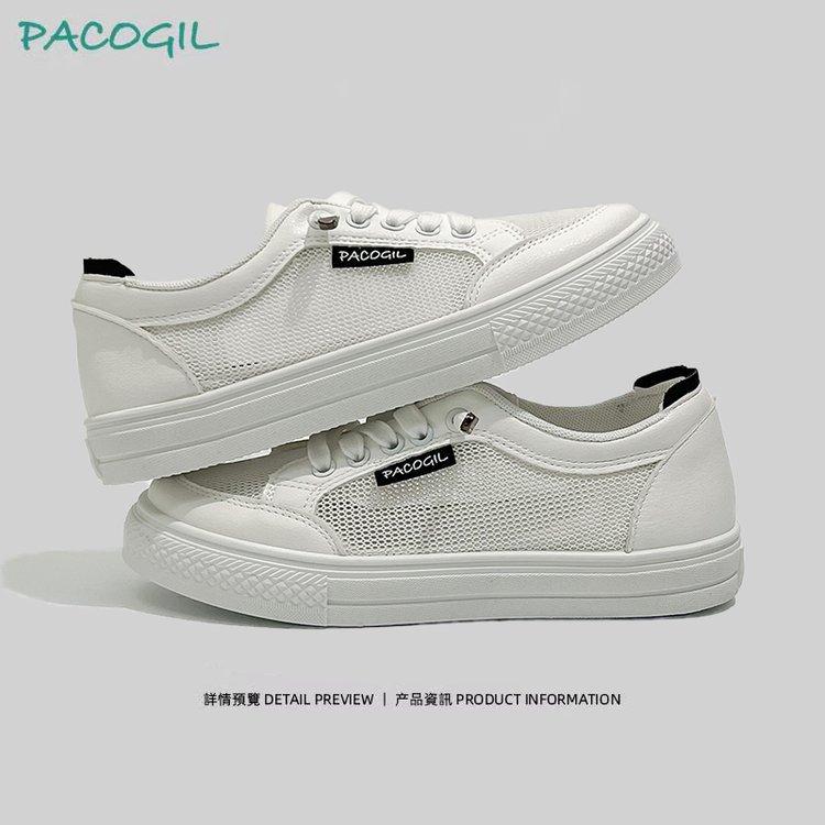 

2025 лето новые женские сетчатые однотонные спортивного стиля повседневные туфли полые сетчатые белые туфли кеды женские 35 белый