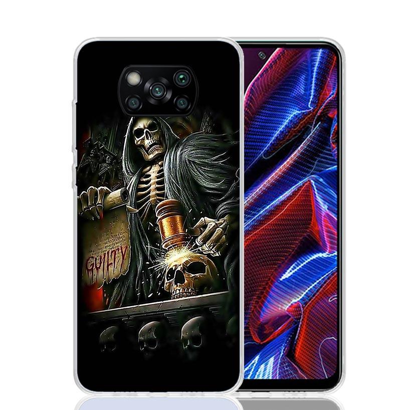 

Reaper Skull Skeleton Gun Case Phone Cover for Xiaomi Redmi Note 10 9 9S 8 8T 7 5 Pro Mi 12T 11T 10T 9T 12 11 Lite A3 A2 Trend F Redmi Note 8T