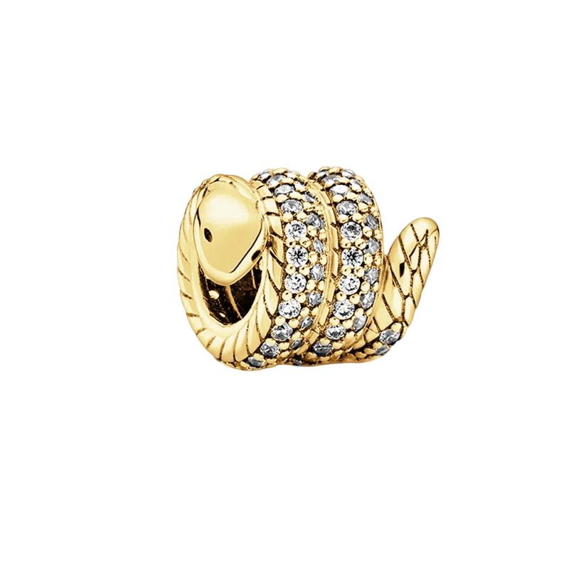 Altın Kaplama Parlak Charm Boncuk Kolye Ucu Orijinal Yılan Bakır Bileklik Kolye Boncuklarına Uyar Kendin Yap Takı Kadın Hediye