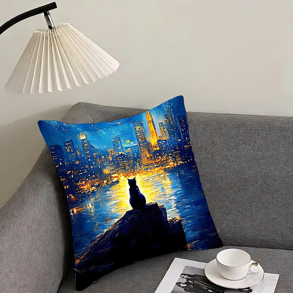 

Black Cat Cute Cushion Cover Pillowcase Ultra Soft Skin Friendly Fabric Cloud Like Comfort Concealed Zipper 30x30cm