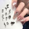 10 st 3D Ros Nageldekoration Legering Nageldekoration Berlocker Diy Hantverk För Nageldekorering Silver Retro Blomma Nagelberlock Smycke Salong