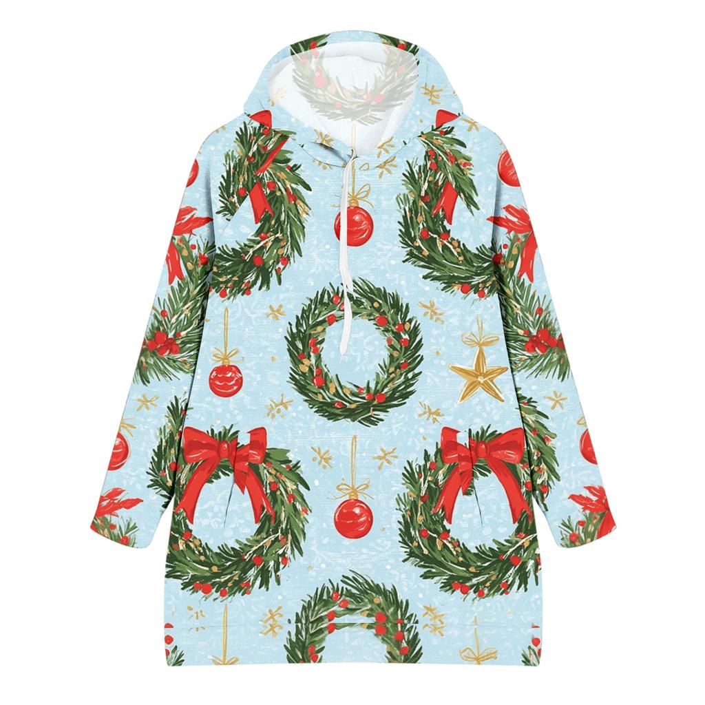 Women's Casual Long Sleeve Christmas Print Hoodie for Winter Holiday