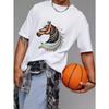 Unisex T-Shirt White Horse Head with Colorful Tribal Pattern Print Casual Wear for Men and Women