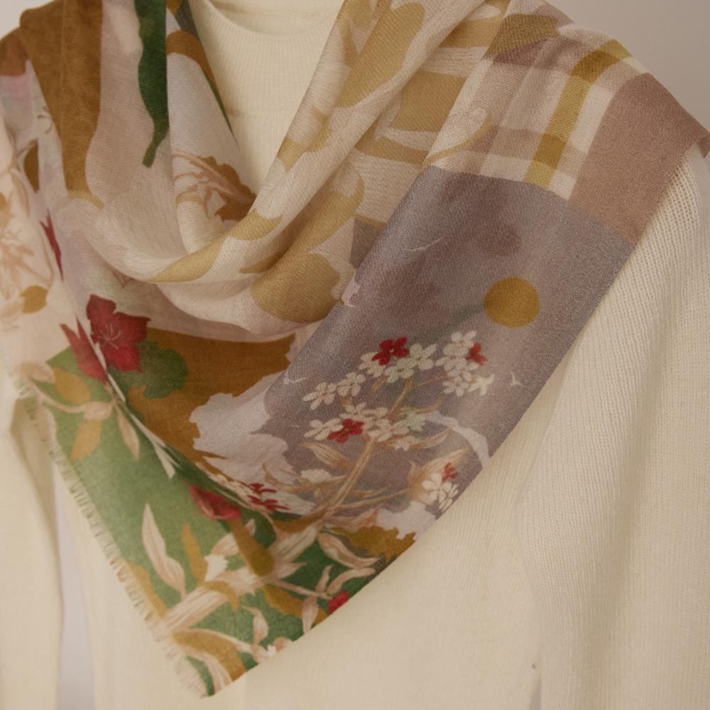 Water-Soluble Cashmere Scarf: Lightweight Square Shawl for Summer & Air-Conditioned Comfort
