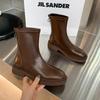 Soft Leather Skinny Martin Boots Autumn ins Chelsea Skinny Single Boots Women